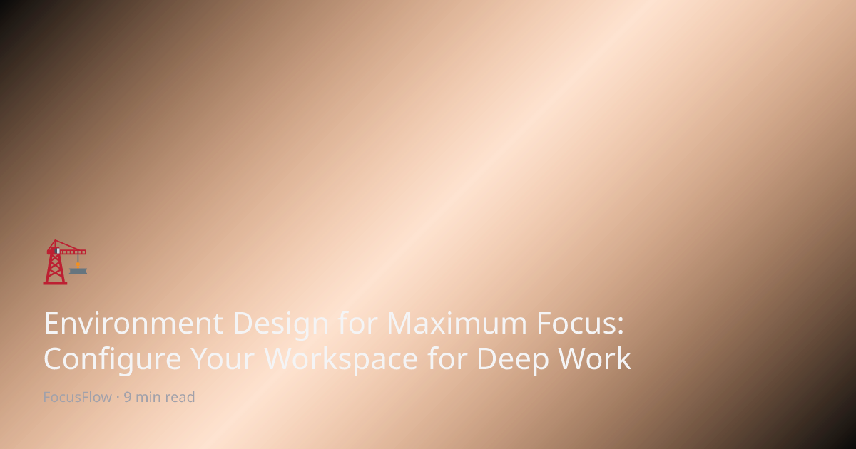 Environment Design for Maximum Focus: Configure Your Workspace for Deep ...